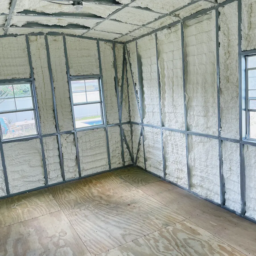 Closed-cell spray foam insulation applied to wall cavities in a residential project in Green River